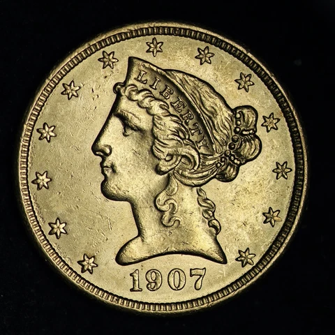 1907 Gold $5 Dollar Half Eagle CHOICE BU *UNCIRCULATED* MS FREE P/H E395 ZMET Cover