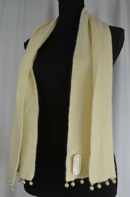 Nuevo Adrienne Vittadini Mujer Bufanda Marfil Lana Angora Perla Flecos 10x56 Boho Foto 1 de 4