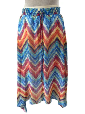 New Directions Falda Talla L Grande Elástica Cintura Dobladillo Angulado Forrado Midi Foto 1 de 4