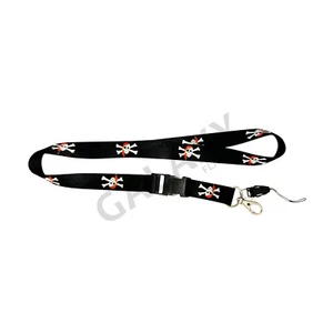 Totenkopf mit rotem Schal Schlüsselband / Totenkopf mit rotem Schal Flagge Lanyard - Bild 1 von 4