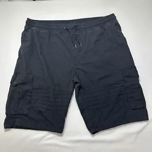 Southpole Uomo 4XB Pantaloncini Cargo Nero Y2K 13" Cucitura Interna Baggy Retro Coulisse - Foto 1 di 15