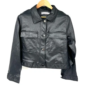 Rebecca Minkoff Jacke Damen Gr. XL Vegan Schwarz Glitzer Neu ohne Etikett Glitzer Crop - Bild 1 von 13