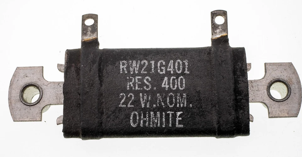 Resistencia de potencia Ohmite 400 ohmios 22 W delgado apilamiento esmalte vítreo RW21G401, NOS Foto 1 de 1
