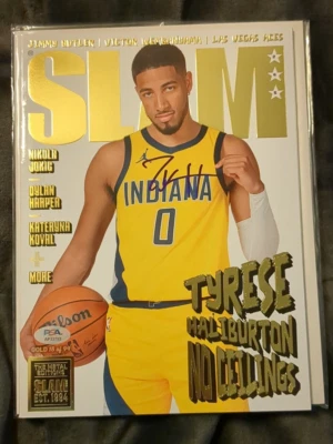 Tyrese Haliburton Signed Slam Gold Metal Magazine 18/94 No Label Pacers PSA Holo - Image 1 of 3
