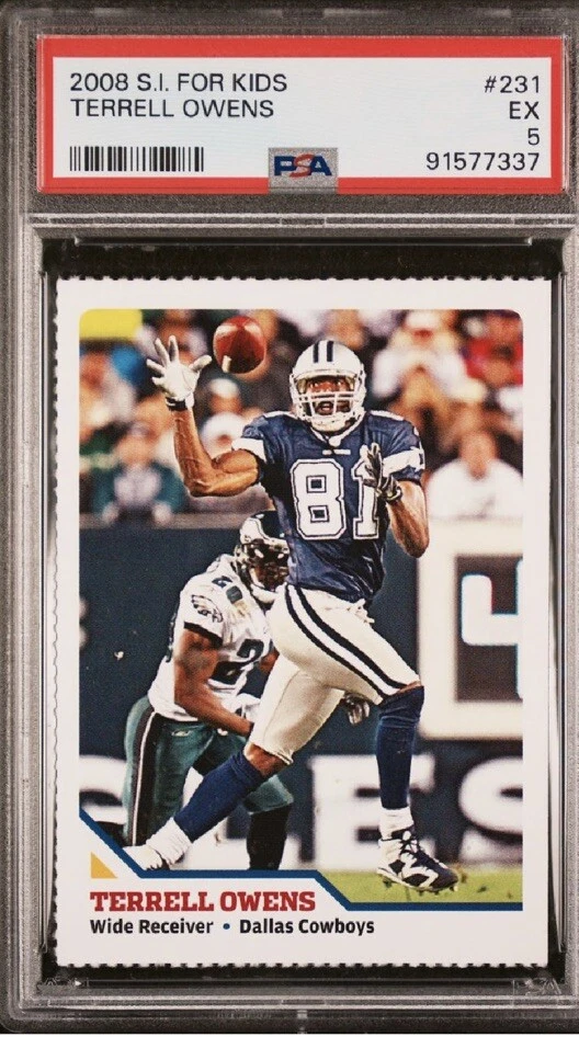 TERRELL OWENS RARE Dallas Cowboys 2008 NFL Sports Illustrated for Kids SI PSA 5 - Image 1 of 4