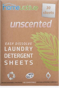 Laundry Detergent Sheets, 30 Sheets, up to 60 Loads, Easy Dissolve, Unscented - Picture 1 of 12
