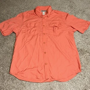 Duluth Trading Shirt Mens Large Coral Pink Coolplus Vented Nylon Short Sleeve - Picture 1 of 5