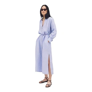 J Crew Linen Cabana Dress French Blue Long Sleeve Maxi Womens Size XXL - Picture 1 of 15
