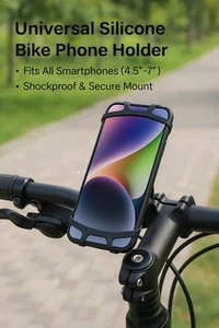 Bike Motorbike Pram|Sillicone Phone Holder Mount 360° Rotating - Picture 1 of 5