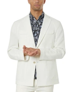 Abrigo deportivo Tallia para hombre ajustado texturizado 48 largo blanco - nuevo con etiquetas $295 - Imagen 1 de 6