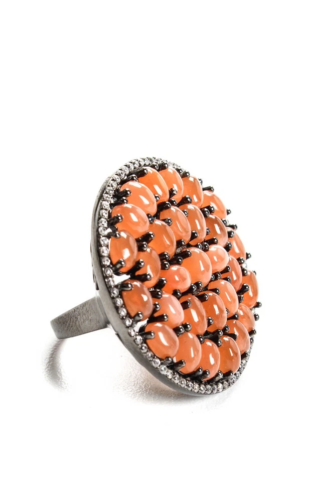 Rarities 女式纯银 Carnelian Cabochon 集群鸡尾酒戒指 8 码 — 第 1/4 张图片