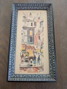 Impresión artística vintage de mediados de siglo Russell de la ciudad de Nueva York con marco de madera - Imagen 1 de 8