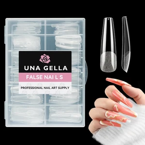 Extra Long Coffin Nail Tips XXL Soft Gel Nail Tips Coffin 120Pcs Pre-Shape Press - Picture 1 of 12