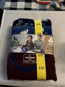 Eddie Bauer Boys Youth 4-Piece Pajama Set Small Size 7-8 New - Picture 1 of 4