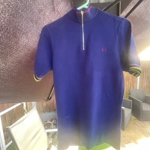 Fred Perry Mens Polo Shirt Small Blue Twin Tipped Bradley Wiggins Cycle - Picture 1 of 6