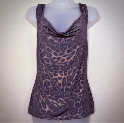 Charlotte Russe Metallic Clouded Leopard Tank Top Size XS Ruched Stretch Blouse - Image 1 of 4