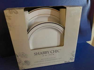 SHABBY CHIC SERVICE 适用于 25 个可拆用餐盘 25 个餐盘和 25 个沙拉 — 第 1/4 张图片