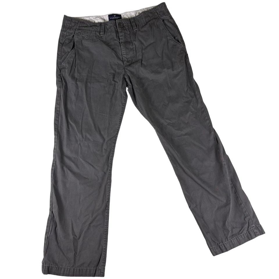 American Eagle Pants Mens 33x30 Gray Original Straight Casual Chino Cotton - Image 1 of 4