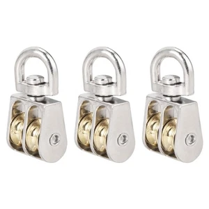 Lifting Crane Swivel Hook Pulley Block Hanging Wire Towing Double Wheel 3pcs - Picture 1 of 3