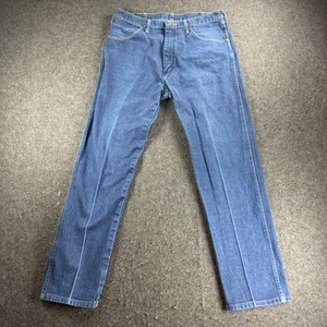 VTG Wrangler 36x32 Mens 31MWZDN Blue Denim Jeans Straight Leg Cotton Made USA - Picture 1 of 7
