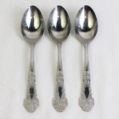 Lot of 3 Reed & Barton Vintage Silverware Renaissance Oval Soup Spns 7.25" 18/10 - Image 1 of 4