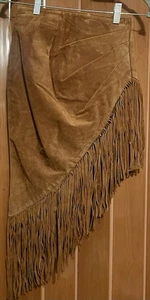 Vintage Phoenix Western Wildleder Leder Fransen Saum asymmetrischer Rock Größe 3/4 - Bild 1 von 11