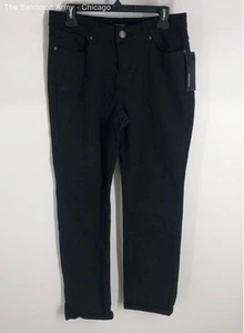 Relativity Womens Black Cotton Blend Coin Pockets Denim Straight Leg Jeans Sz 12 - Picture 1 of 7