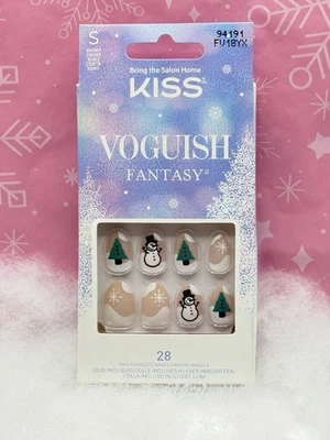 Kiss Voguish 幻想按指甲美甲雪人短圣诞假期 — 第 1/3 张图片