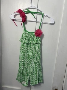 Nuevo con etiquetas Mameluco Gymboree Niñas Talla 6 Verde Brillante Safari Estampado Geográfico y Diadema Rosa Usada en Excelente Condición - Imagen 1 de 8