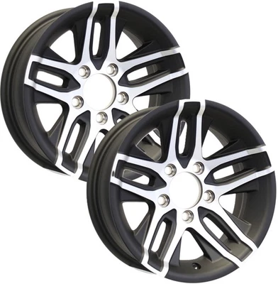 2-Pk Aluminum Trailer Wheels 14X5.5 14" 5 Lug 4.5" Center Altitude Matte Black - Bild 1 von 4