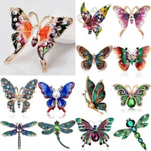 Fashion Lovely Butterfly Dragonfly Crystal Brooch Pin Women Bouquet Jewelry Gift