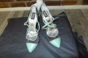 STRUTT COUTURE LIGHT GREEN/BLACK MESH HIGH HEEL SHOES SIZE UK 4 - Picture 1 of 10