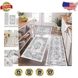 Elegant 3-Piece Boho Kitchen Rug Set - Stain Resistant & Non-Slip for Safety - Picture 1 of 9