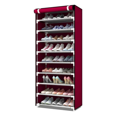 Zapatero 10 Capas 9 Estantes Zapatos Gabinete de Pie Organizador de Almacenamiento a Prueba de Polvo Foto 1 de 4