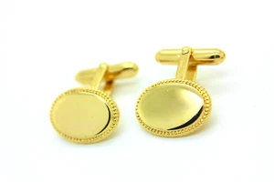 Vintage Herren Christian Dior Manschettenknöpfe Hochglanzpoliert Gold Oval Münzrand - Bild 1 von 8