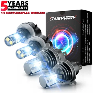 For Hyundai Santa Fe 2002-2006 Combo H4 880 LED Headlight Fog Light Bulbs 6500K - Picture 1 of 13