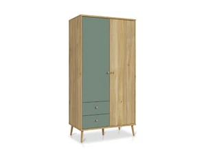 Drehtürenschrank Kleiderschrank Schrank 2trg. B94. H186 WILMONA Dekor Eiche Grün - Bild 1 von 7