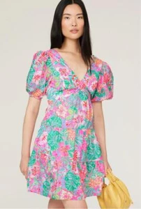 Vestido Lilly Pulitzer Nalani Manga Corta Viaje a la Selva Talla 10 Nuevo con Etiquetas - Imagen 1 de 5