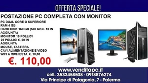 POSTAZIONE COMPLETA PC CORE 2 DUO 4GB RAM WIN 10 + MONITOR 19 + TASTIERA E MOUSE - Foto 1 di 2