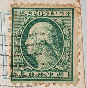 Estampilla inusual de 1 centavo de George Washington perfil verde oliva matasellos 1922 - Imagen 1 de 19