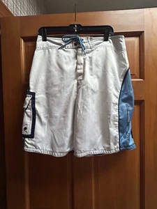 Mossimo Mens Swim Trunks White And Blue Size 32 - Picture 1 of 4