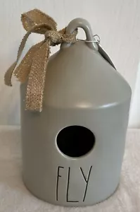 Rae Dunn ‘FLY’ Birdhouse Gray/Tan Round Ceramic Birdhouse by Magenta New - Picture 1 of 6