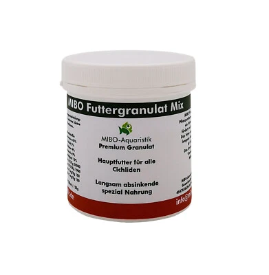 MIBO AQUARISTIK (35,12€/kg) MIBO Aquarium Hauptfutter Granulat Mix mit Spirulina 125g - Dose