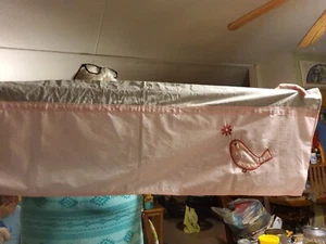 Song Bird Window Valance Pink Gray Floral 90"x 14" - Picture 1 of 3