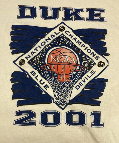 Medium Vintage Duke Blue Devils 2001 NCAA Basketball Champions Tee T-Shirt Cover