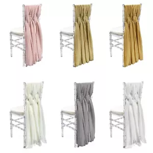 YCC Lines- 5 Pack 14 inch x 72 inch Chiffon Chiavari Chair Sashes for weddings - Picture 1 of 22
