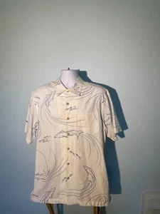 Cova Men's White Large Short Sleeve Fish Front Pocket Shirt - Picture 1 of 4