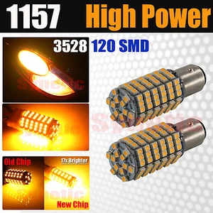 2X 1157 Ámbar Amarillo 120SMD Señal de giro Intermitente Freno Bombillas LED 1130 1142 - Imagen 1 de 8