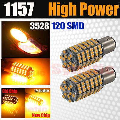 2X 1157 Amarillo Ámbar 120SMD Señal de Giro Intermitente Freno Bombillas LED 1130 1142 Foto 1 de 4