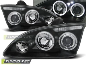 FARI ANTERIORI ANGEL EYES NERO PER FORD FOCUS MK2 04-08 FANALI HEADLIGHTS - Imagen 1 de 5